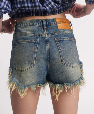 Outlaws Low Waist Mid Length Denim Shorts - Phoenix Blue