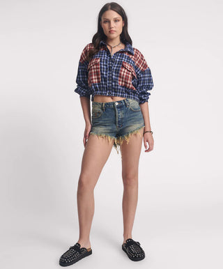 Outlaws Low Waist Mid Length Denim Shorts - Phoenix Blue