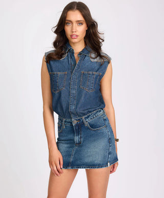 Sloane Mini Denim Dress - Phoenix Blue