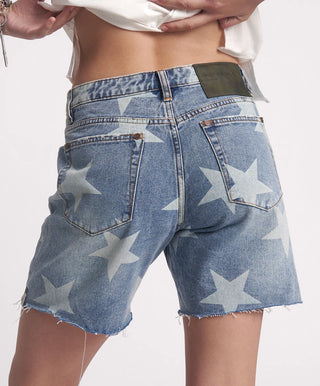 Jackson Mid Waist Wide Leg Denim Shorts - Starwash Blue