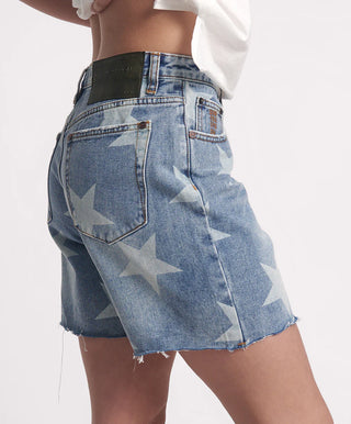 Jackson Mid Waist Wide Leg Denim Shorts - Starwash Blue