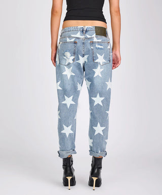 Saints Low Waist Boyfriend Denim Jeans - Starwash Blue