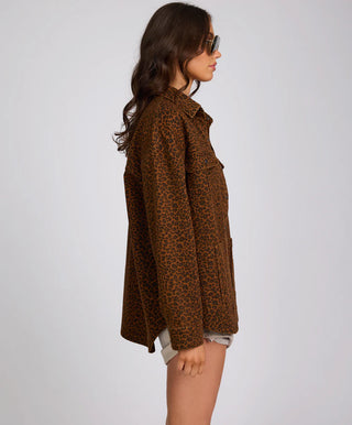Longline Denim Jacket - Cheetah Print