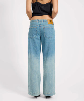 Low Riders Low Waist Wide Leg Denim Jeans - Texas Blue