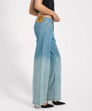 Low Riders Low Waist Wide Leg Denim Jeans - Texas Blue