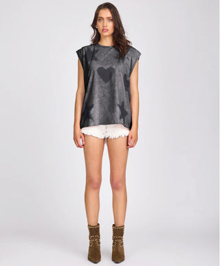 Heart And Star Stencil Tank Top - Charcoal