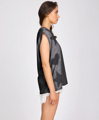 Heart And Star Stencil Tank Top - Charcoal