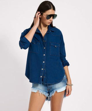 Western Denim Shirt - Deep Blue