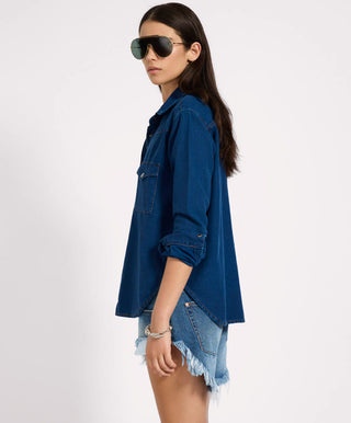 Western Denim Shirt - Deep Blue