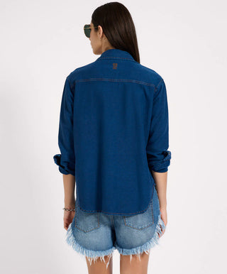 Western Denim Shirt - Deep Blue