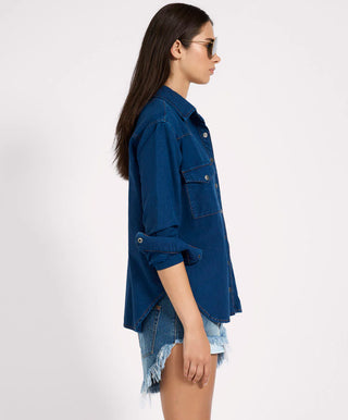 Western Denim Shirt - Deep Blue