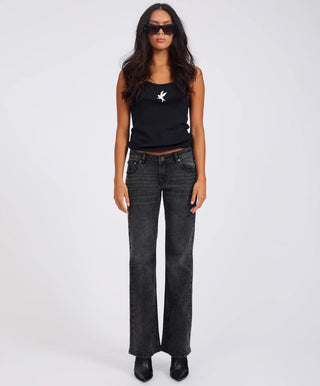Alice Low Waist Bootcut Denim Jeans - Washed Black