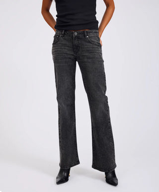 Alice Low Waist Bootcut Denim Jeans - Washed Black