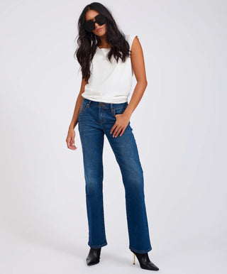 Alice Low Waist Bootcut Denim Jeans - Indigo Blue