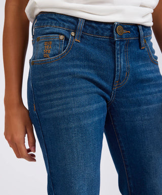 Alice Low Waist Bootcut Denim Jeans - Indigo Blue