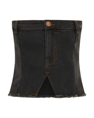 Denim Strapless Tube Top - Black
