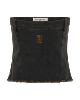 Denim Strapless Tube Top - Black