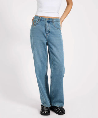 Baxters Mid Waist Wide Leg Denim Jeans - Blue Crush
