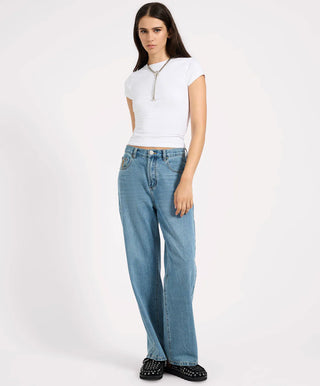 Baxters Mid Waist Wide Leg Denim Jeans - Blue Crush