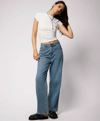 Baxters Mid Waist Wide Leg Denim Jeans - Blue Crush