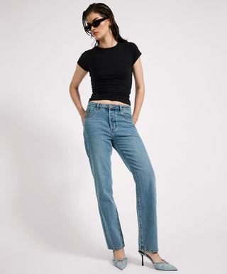 Austins Mid Waist Relaxed Straight Leg Jeans - Blue Crush