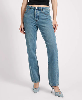 Austins Mid Waist Relaxed Straight Leg Jeans - Blue Crush