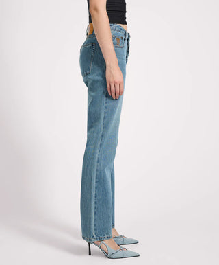 Austins Mid Waist Relaxed Straight Leg Jeans - Blue Crush