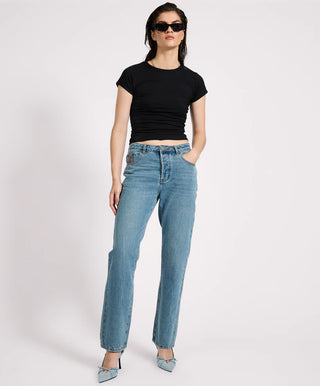 Austins Mid Waist Relaxed Straight Leg Jeans - Blue Crush