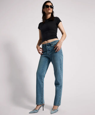 Austins Mid Waist Relaxed Straight Leg Jeans - Blue Crush