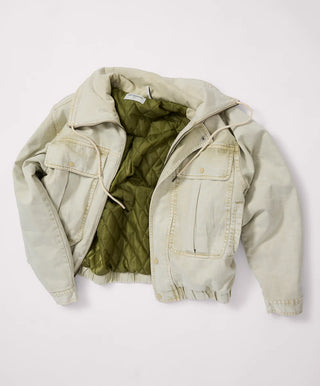 Denim Utility Puffer Jacket - Antique Stone