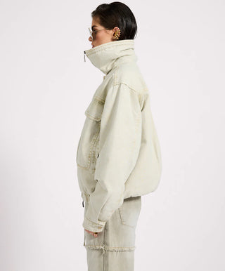 Denim Utility Puffer Jacket - Antique Stone