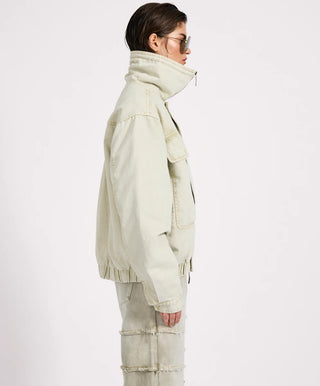 Denim Utility Puffer Jacket - Antique Stone