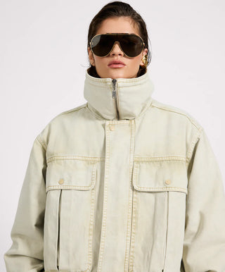 Denim Utility Puffer Jacket - Antique Stone