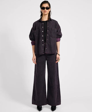 Daria Denim Shacket - Black Pink