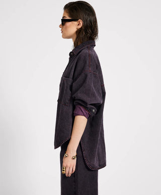 Daria Denim Shacket - Black Pink