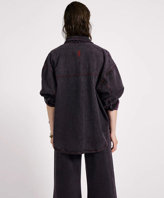 Daria Denim Shacket - Black Pink