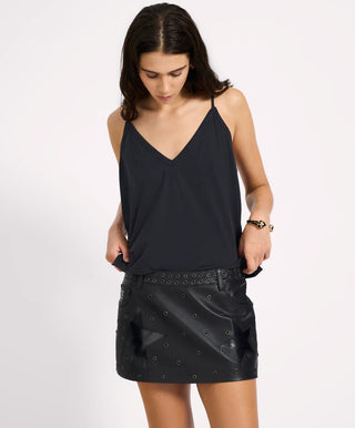 Axel Low Waist Micro Mini Leather Skirt - Black