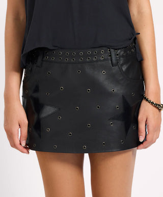 Axel Low Waist Micro Mini Leather Skirt - Black