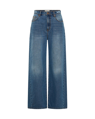Love Machines High Waist Super Wide Leg Denim Jeans - Pacifica