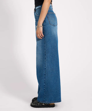 Love Machines High Waist Super Wide Leg Denim Jeans - Pacifica