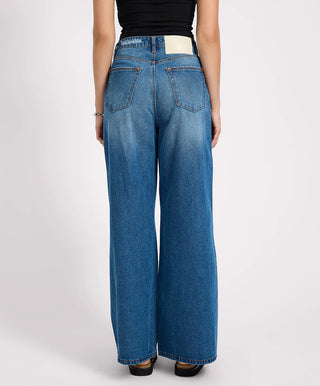 Love Machines High Waist Super Wide Leg Denim Jeans - Pacifica