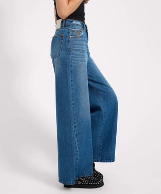 Love Machines High Waist Super Wide Leg Denim Jeans - Pacifica