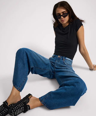 Love Machines High Waist Super Wide Leg Denim Jeans - Pacifica
