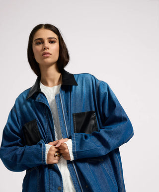 My Boyfriends Denim Shacket - Blue Pasadena