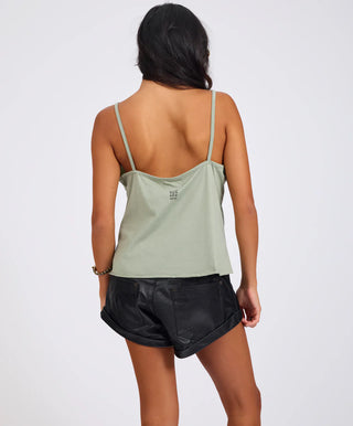 Deep V Front Cotton Singlet - Khaki