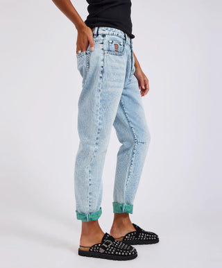 Saints Low Waist Boyfriend Denim Jeans - Blue Fields