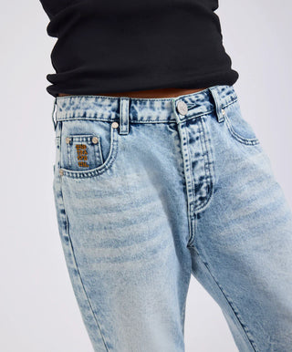 Saints Low Waist Boyfriend Denim Jeans - Blue Fields
