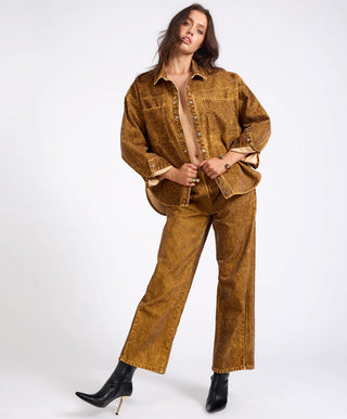 Baxters Mid Waist Wide Leg Denim Jeans - Burnt Tobacco