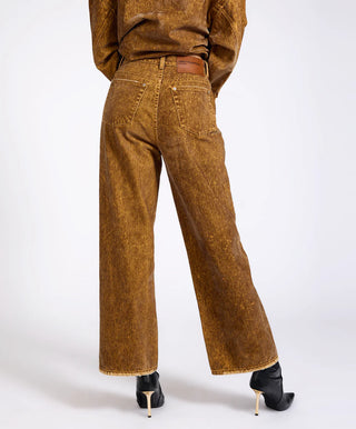 Baxters Mid Waist Wide Leg Denim Jeans - Burnt Tobacco