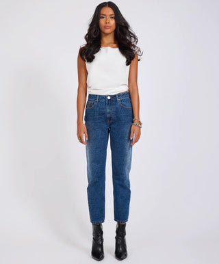 Slims High Waist Cropped Slim Fit Denim Jeans - Blue Paisley